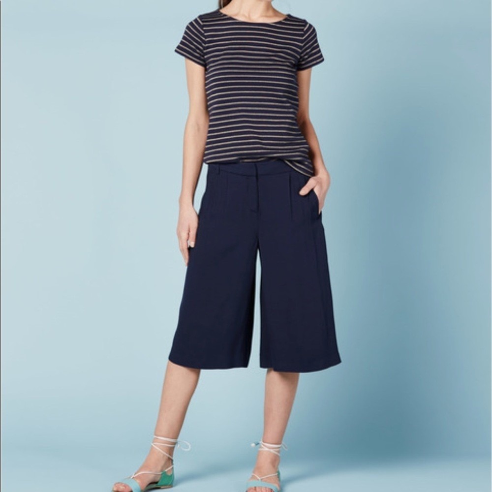 Boden Curzon Culotte Capri Cropped Pants Trousers Navy NWOT 8R Office Siren Twee